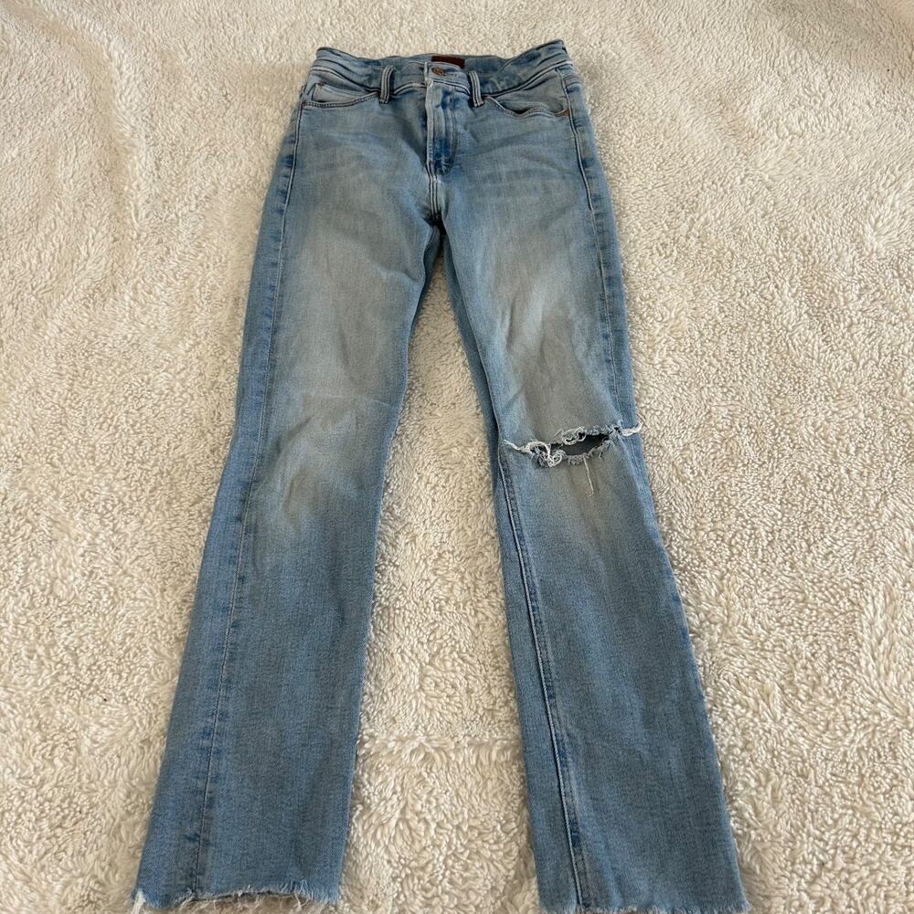 Mother Jeans Womens 25 Blue The Mid Rise Dazzler Ankle Fray Slim Stretch Raw Hem - Picture 2 of 10
